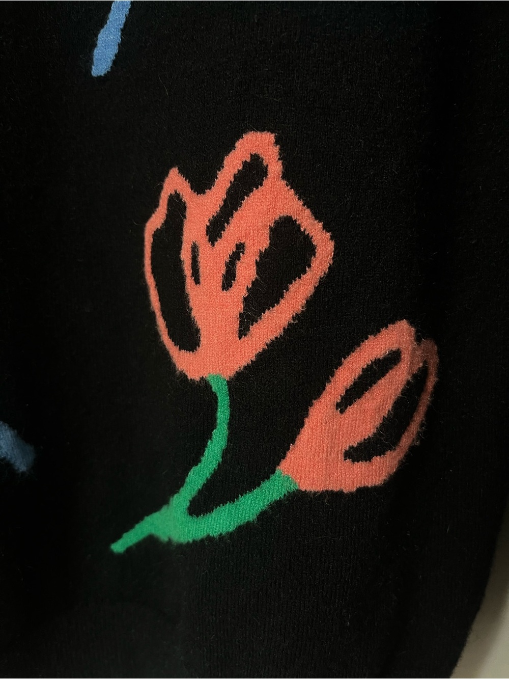 Leo & Ugo Paris Hand-Drawn Floral Knit Turtleneck Sweater - Size 2 (US 8 / M) - Picture 3 of 15